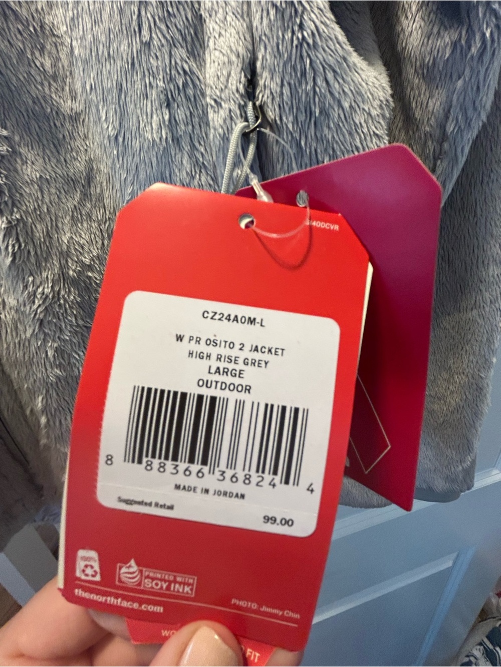 The North Face Women's Light Gray Plush Full-Zip Jacket for Breast Cancer - Picture 4 of 7